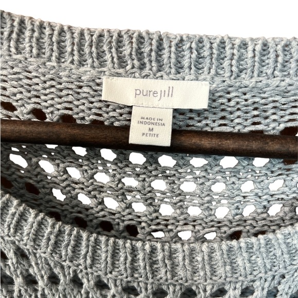 J. Jill- Pure Jill Open Knit Crochet Short Sleeve Tunic - Picture 3 of 7